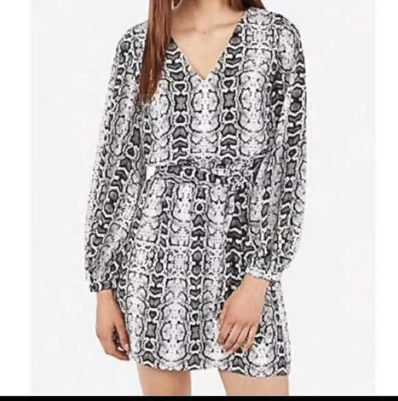 EXPRESS Women’s Snakeskin Print Balloon Sleeve Mini Dress, size M - Picture 14 of 15